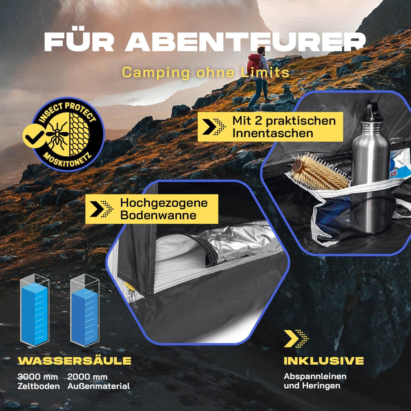 Pop-up-Wurfzelt, Weiss 4 Personen | 1 Eingang