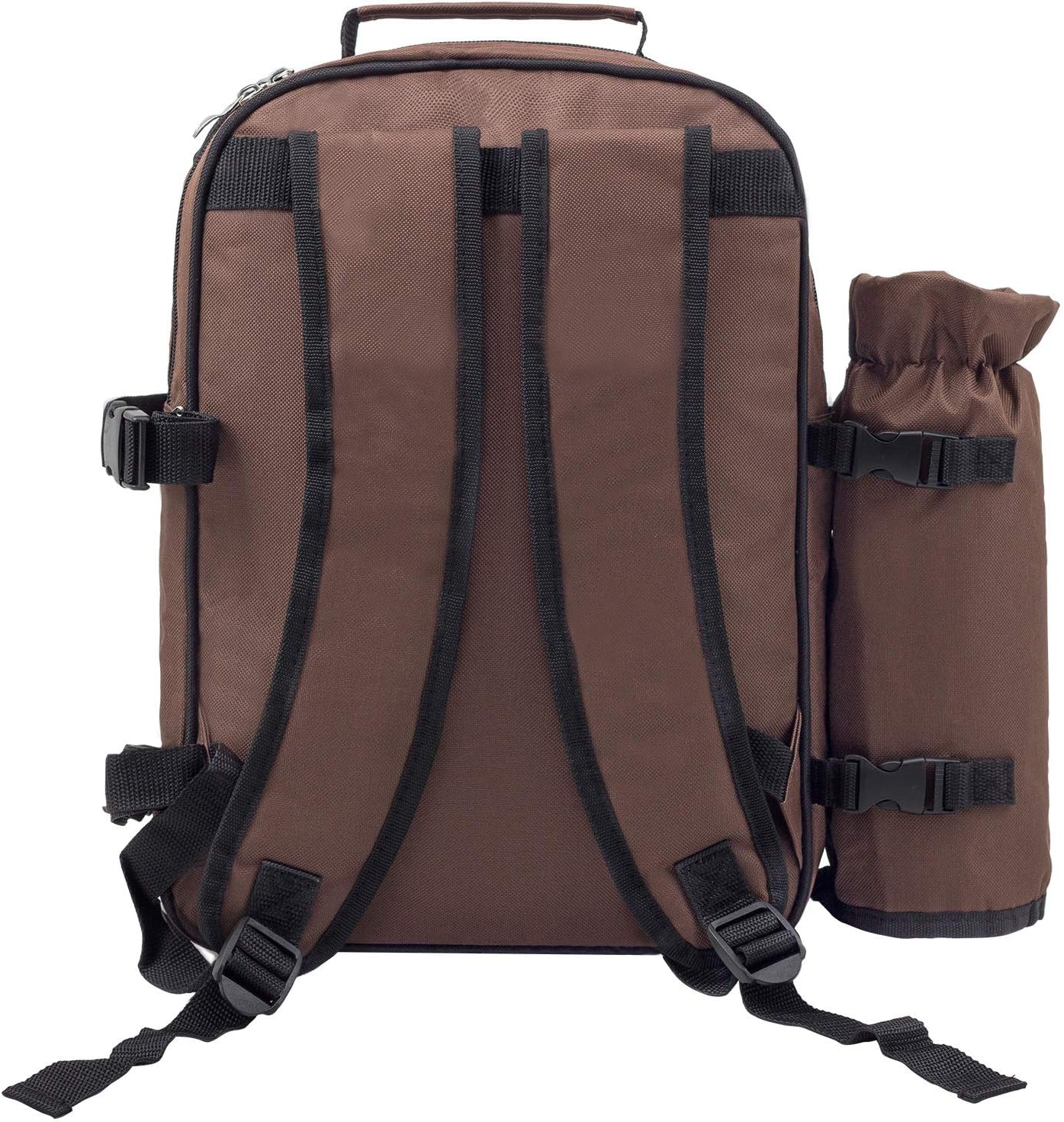 15-teiliges Picknickrucksack-Set für 2 Personen, Braun Bunte Kreise - Set