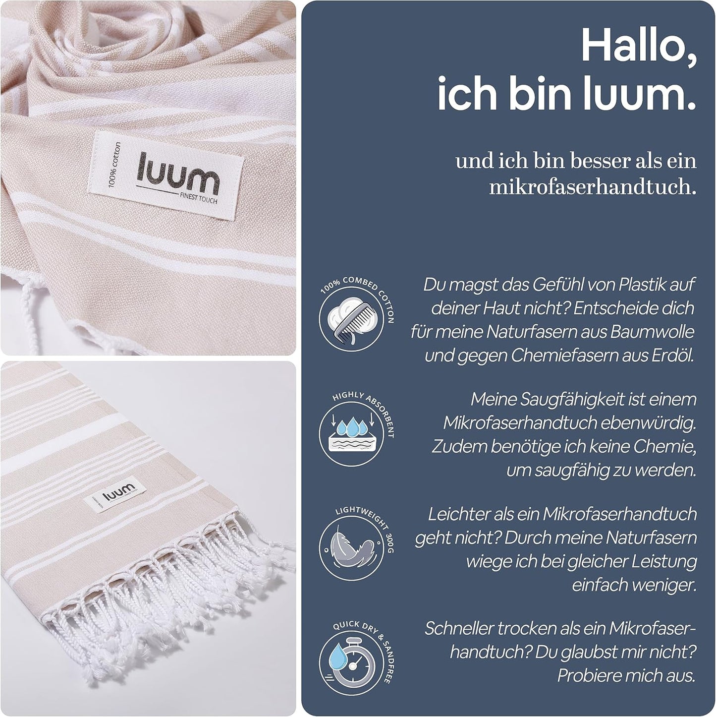 2er-Set Hamamtuch, 2er Set in Box [95x180] Beige / Beige