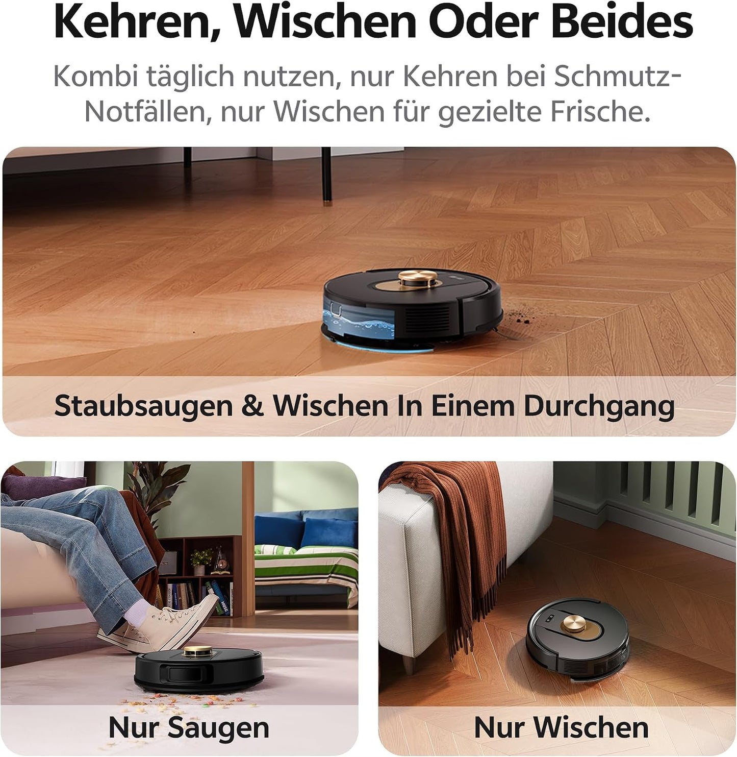 W9 Saugroboter mit Wischfunktion & LiDAR Navigation, Schwarz