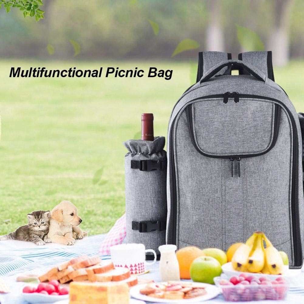 Picknickrucksack mit Kühlfach, Grau 【Kein Pad】
