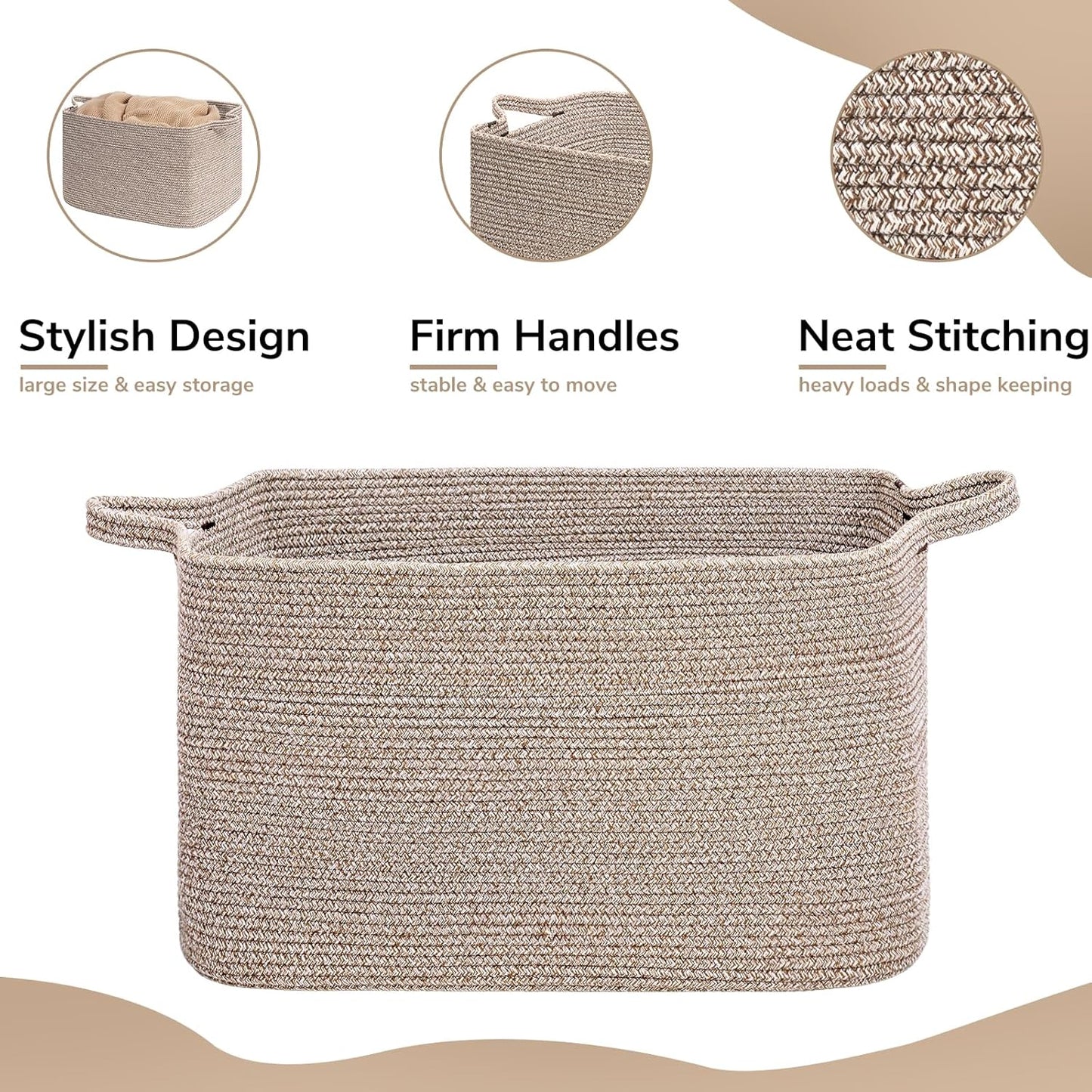 Geflochtener Aufbewahrungskorb, Braun 85L（60 x 40 x 35 cm）