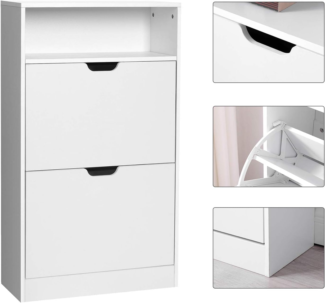 Schuhschrank mit 2 Klappen und offenem Fach, Wolkenweiß 2 Klappen (60B cm)