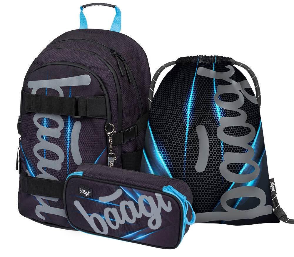 Schulrucksack-Set für Grundschule (3-teilig), Skate Bluelight