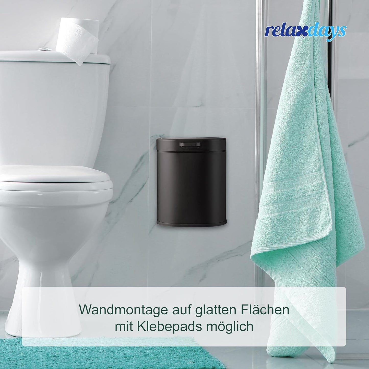 Mülleimer zur Wandmontage, schwarz