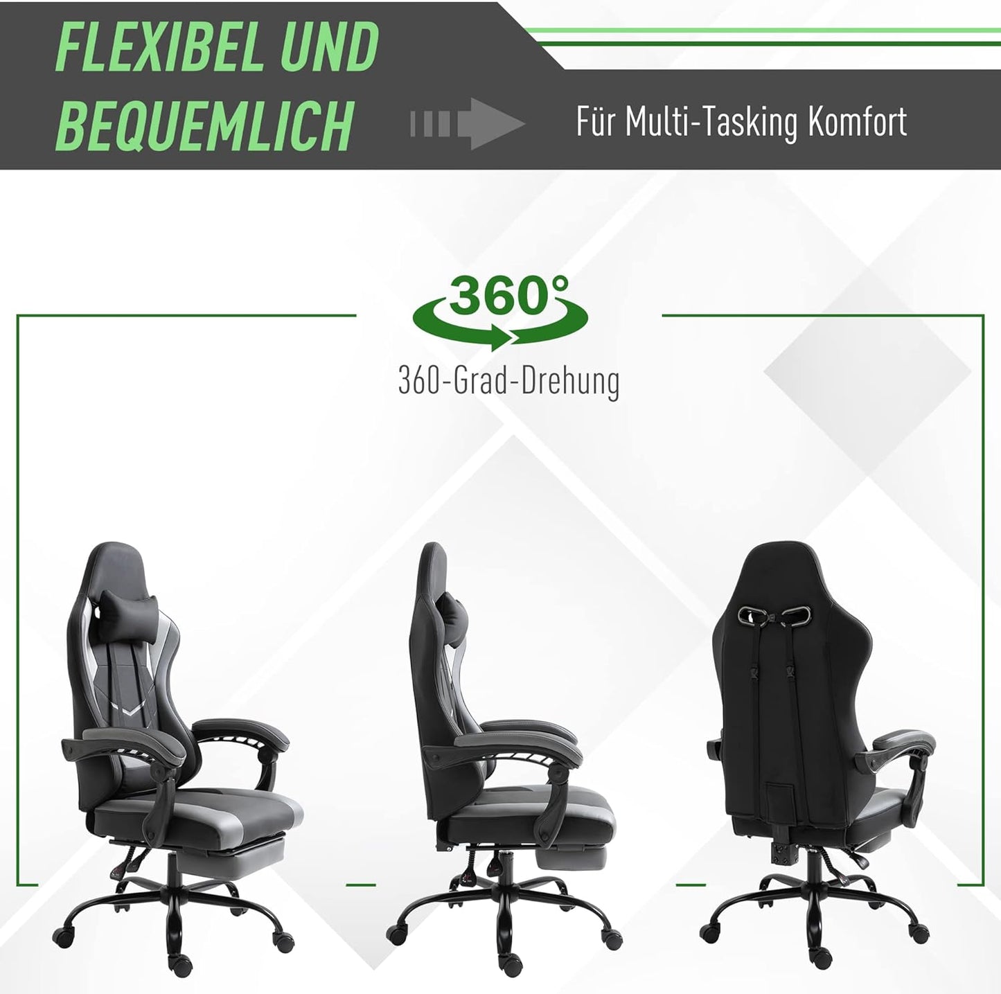 Gamingstuhl mit Fussstütze