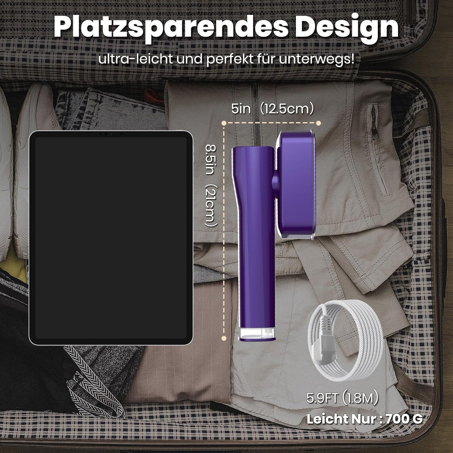 Tragbarer Reise-Dampfglätter, Purple