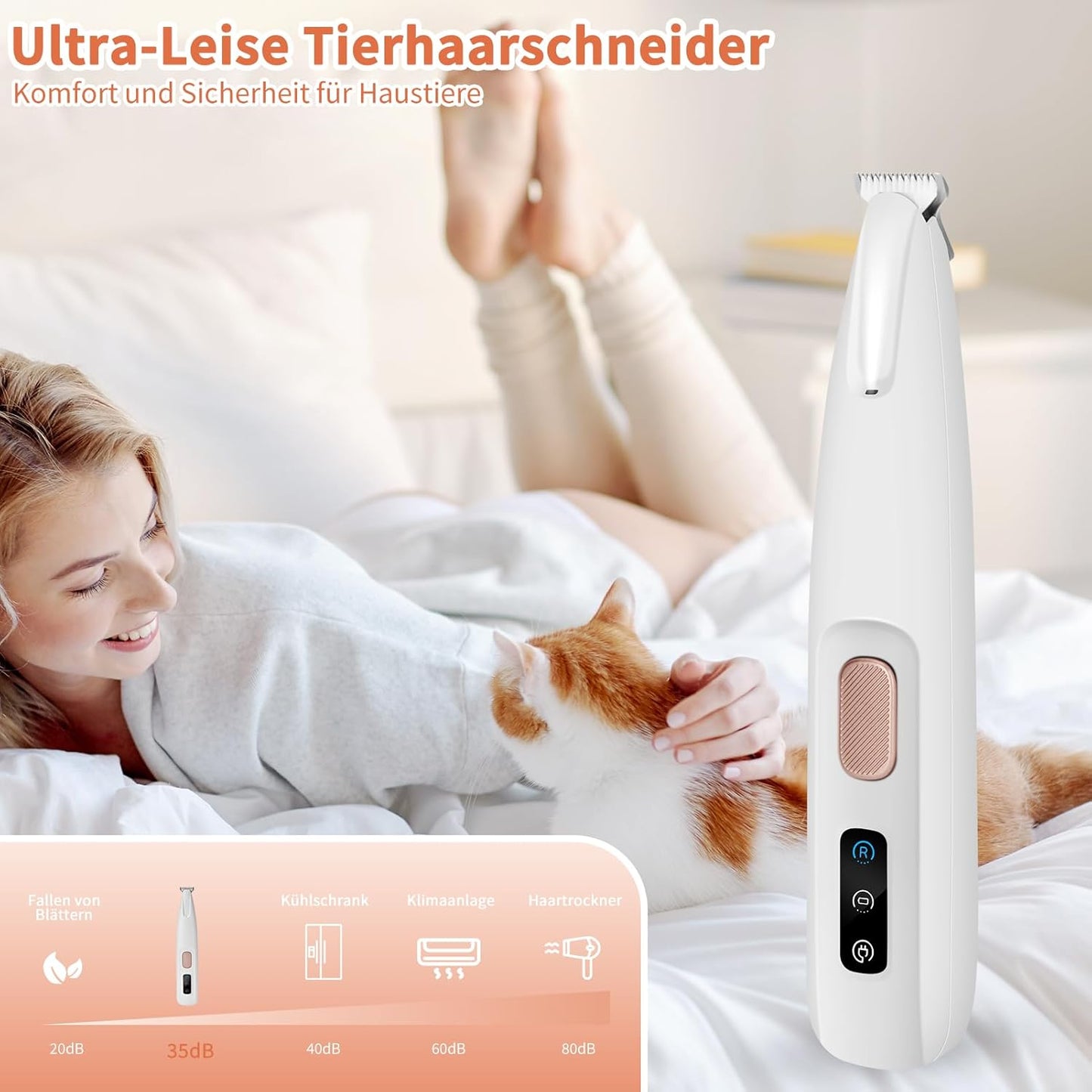 PawTrim Pro Pfotentrimmer superleise und wiederaufladbar, Weiss