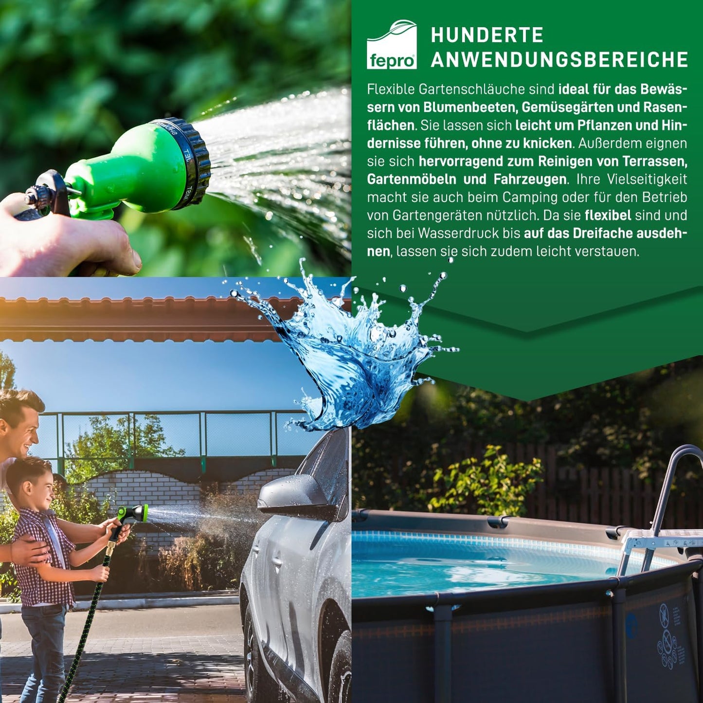 Flexibler Gartenschlauch (22.5 m) mit 10 Funktionen, 22,5m Premium