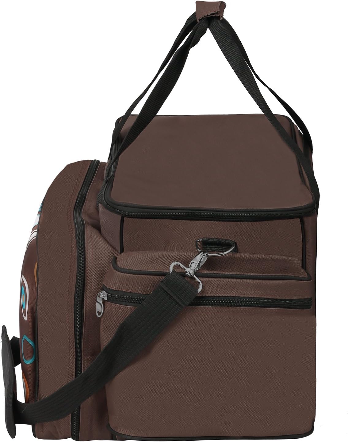 Picknicktasche für 6 Personen, Braun Hellblau Kreise