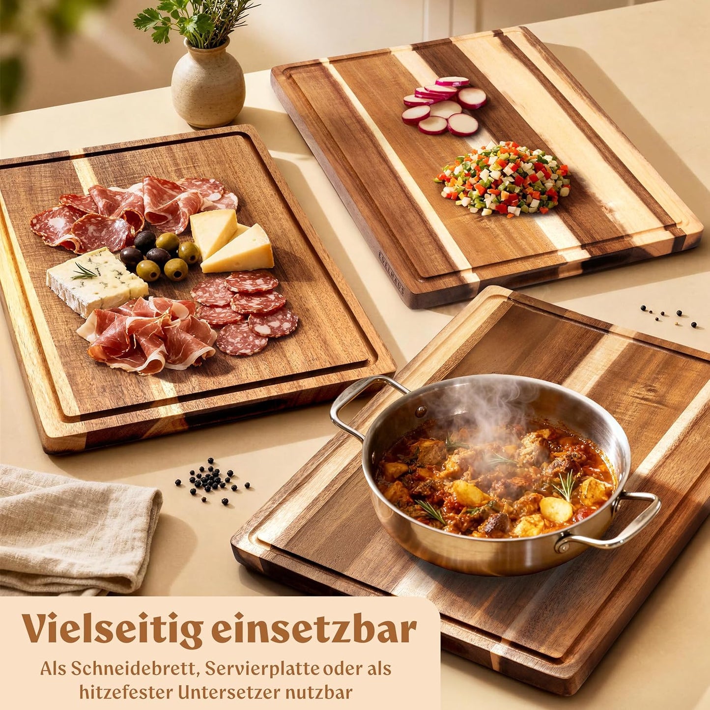 Holzschneidebrett mit Saftrille