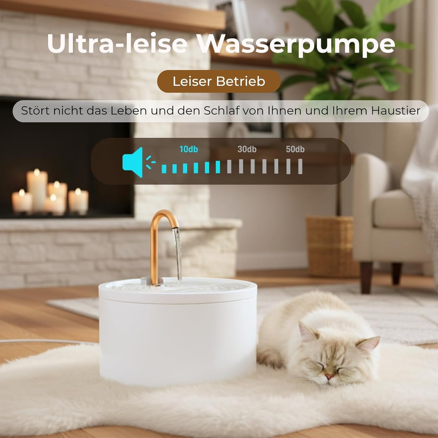 Katzenbrunnen mit Filtersystem, Weiss+2.1L