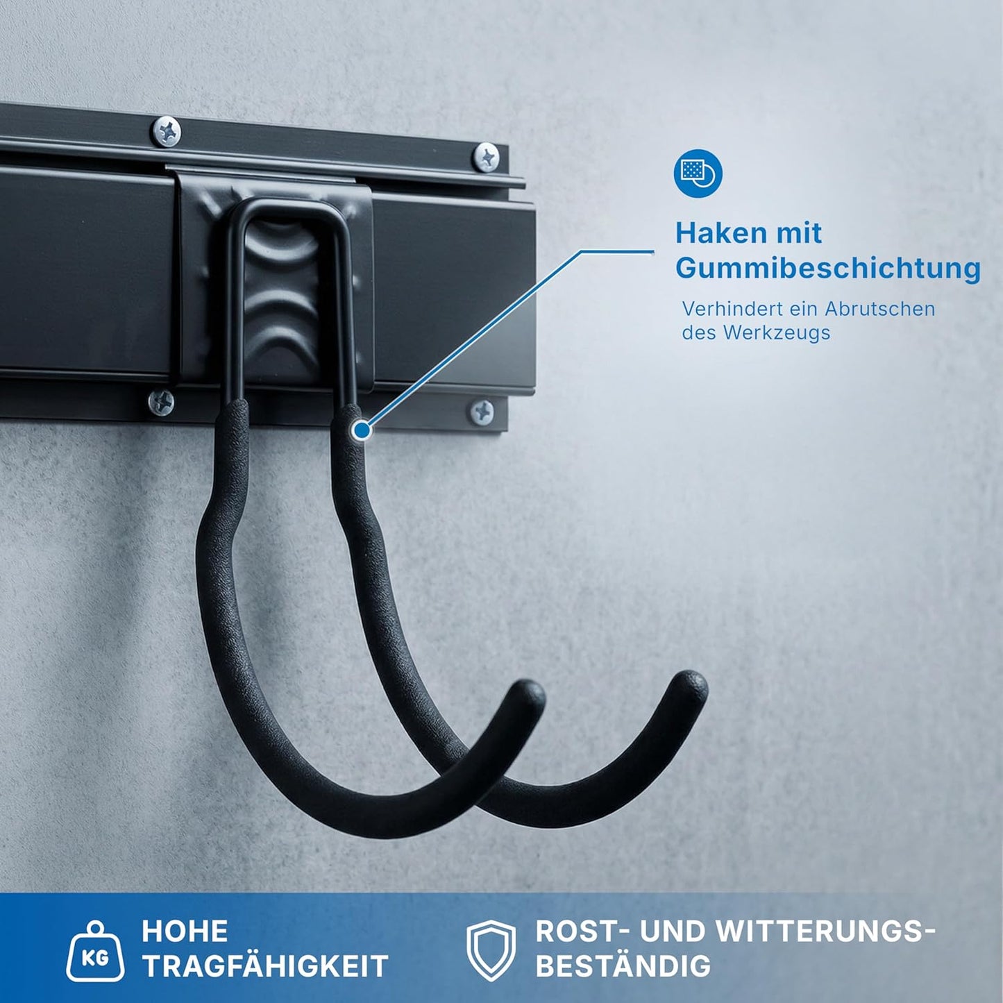 Werkzeug-Wandhalterung mit 12 Haken & 4 Schienen, 4 Paneele, 12 Haken