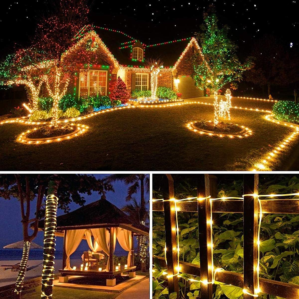 Lichterschlauch mit Fernbedienung & Timer, Warmweiß 10M 100LEDs Stecker