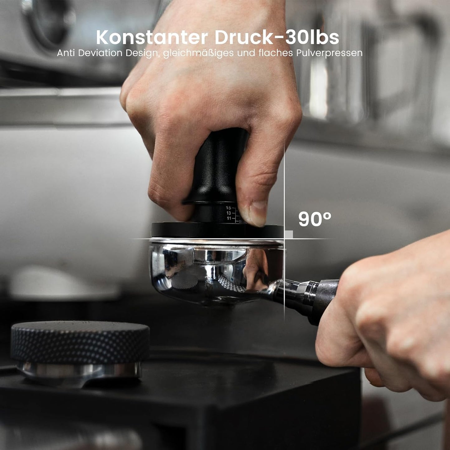 Druckregulierender Espresso-Tamper mit Feder, 54mm