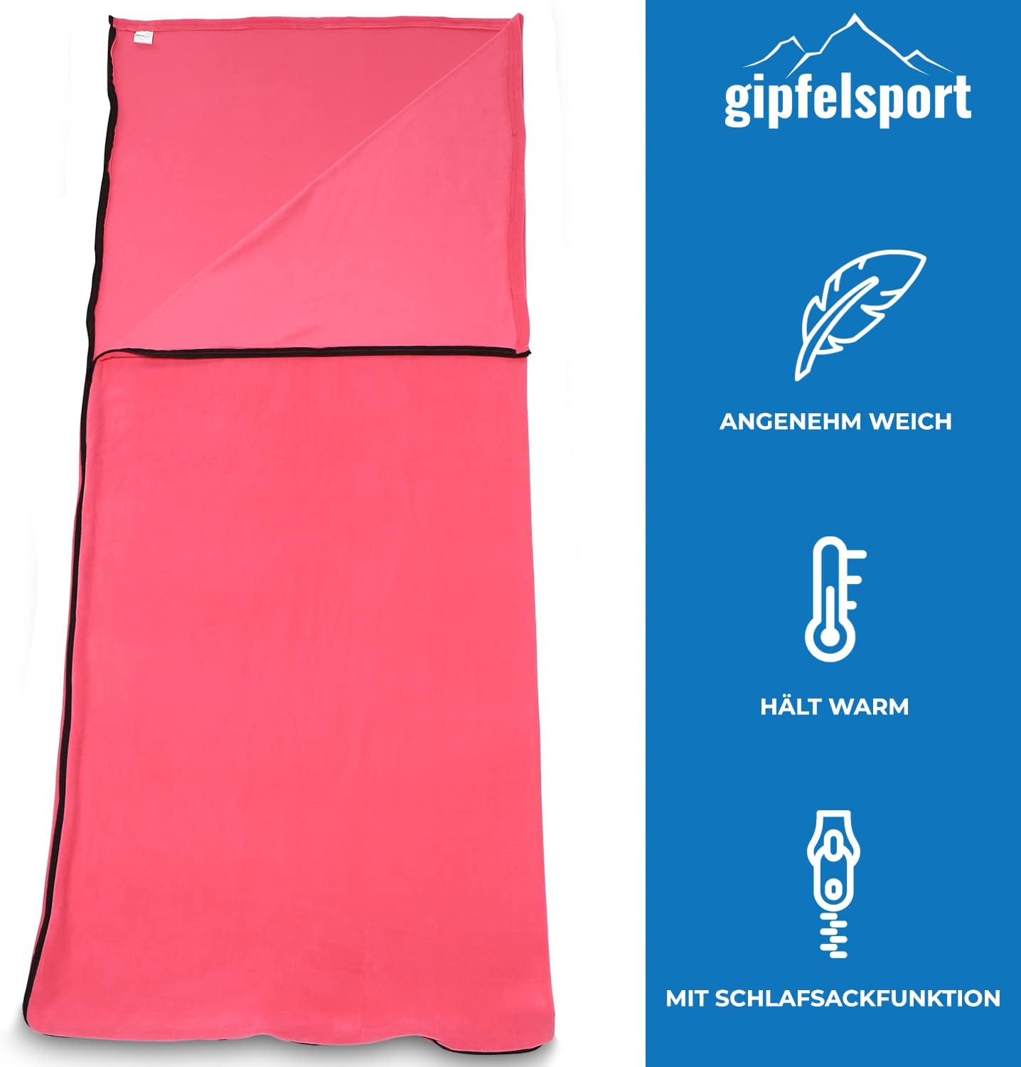 Mikrofaser-Deckenschlafsack, 185x150 cm, fuchsia