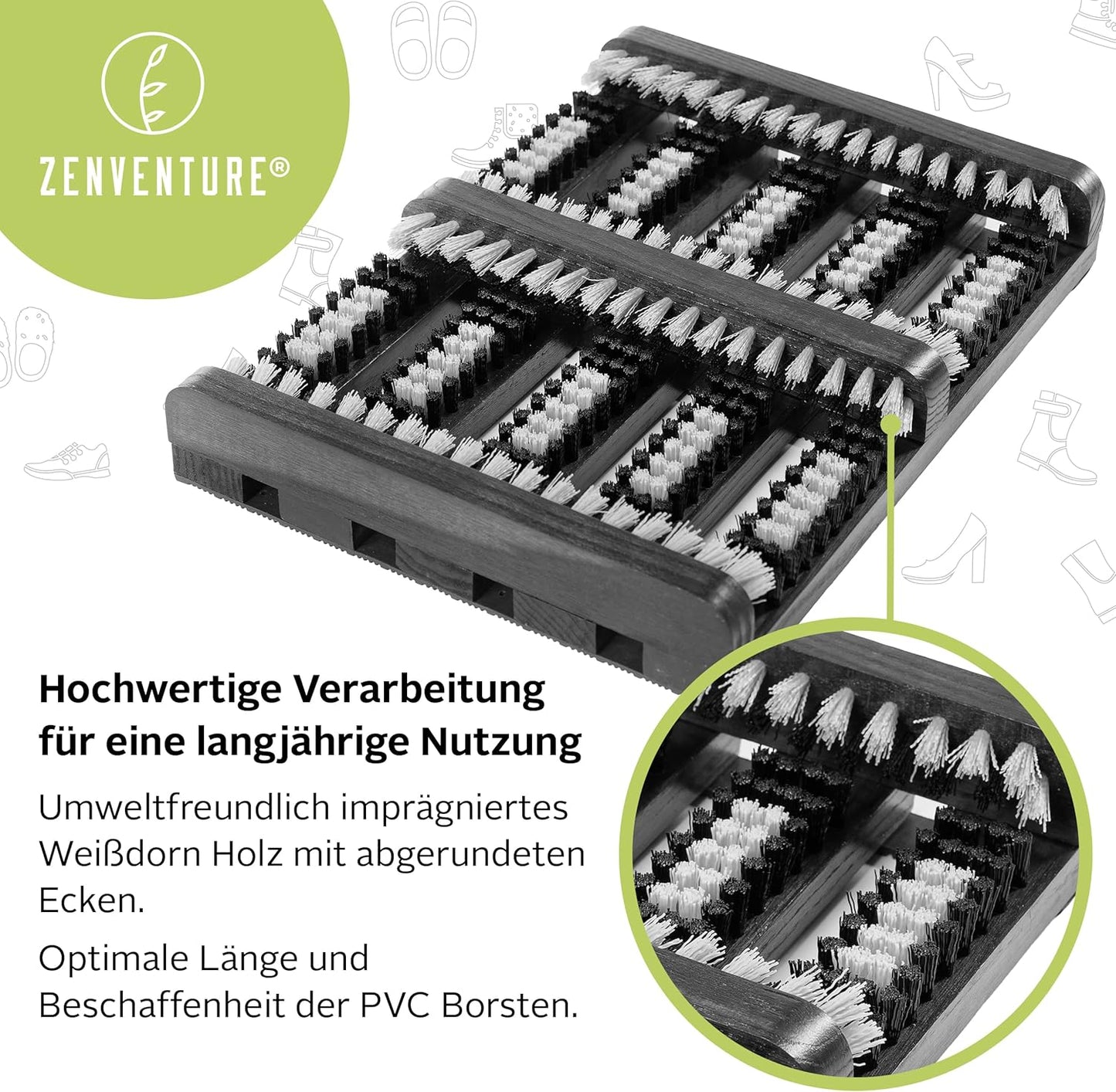 Robuster Schuhabstreifer aus Weissdorn-Holz, Schwarz