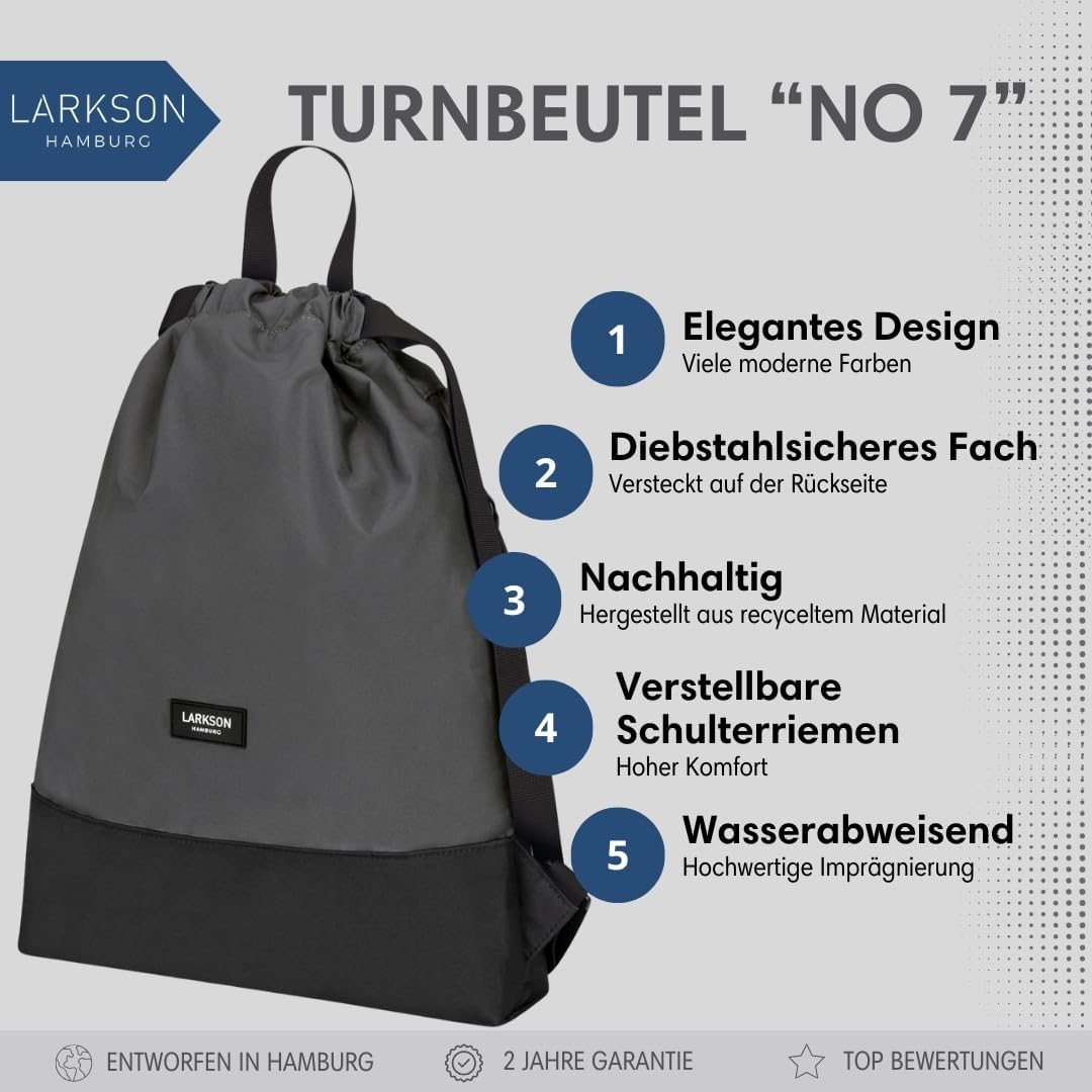 Turnbeutel No 7 mit Aussentasche, Dunkelgrau