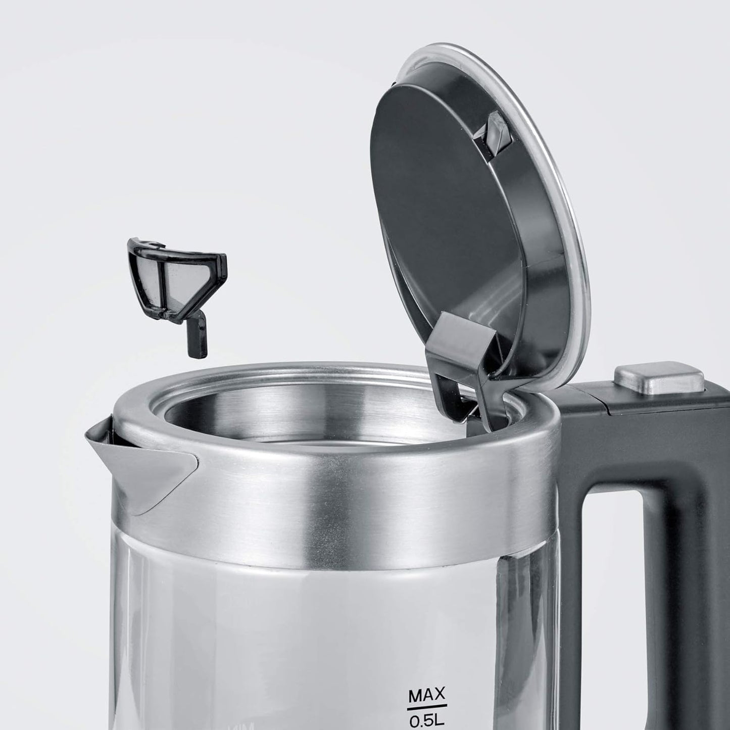 Mini Glas Wasserkocher 0,5 L mit Kalkfilter, 0.5L