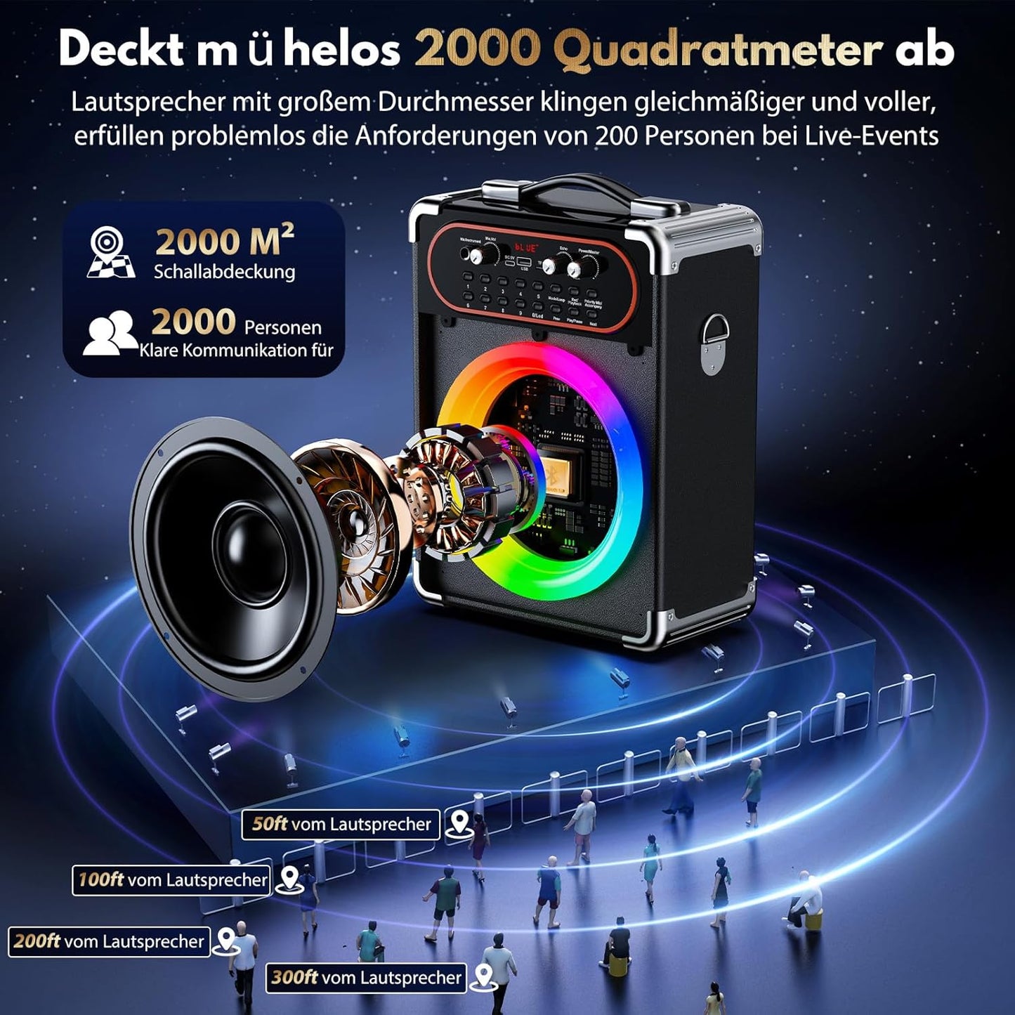 Kabellose Karaoke Maschine mit 2 Mikrofonen, Schwarz-S68