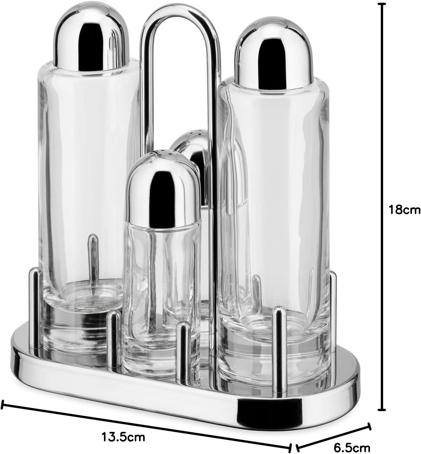 4-teiliges Menage-Set für Öl, Essig, Salz & Pfeffer