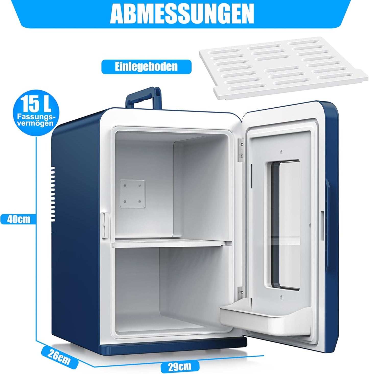 2in1 Mini Kühlschrank mit Kühl- und Heizfunktion, 15L Navyblau