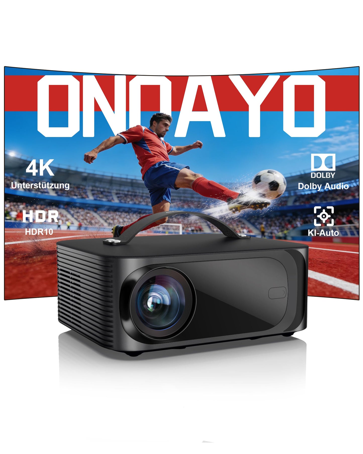4K Smart Beamer mit Dolby Audio und WiFi 6, Tinten-Schwarz