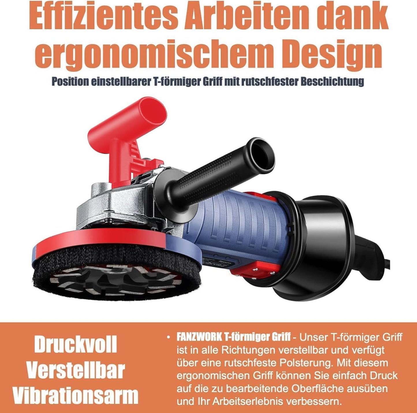 ‎10D-HG0026 Betonschleifer Set mit Diamantschleiftopf und Absaughaube, T-Model/180mm+