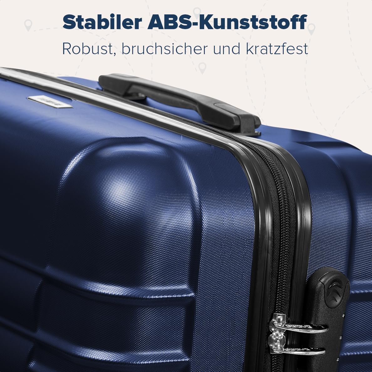 Kofferset 2-teilig mit Handgepäck Trolley, Small + Large Dunkelblau