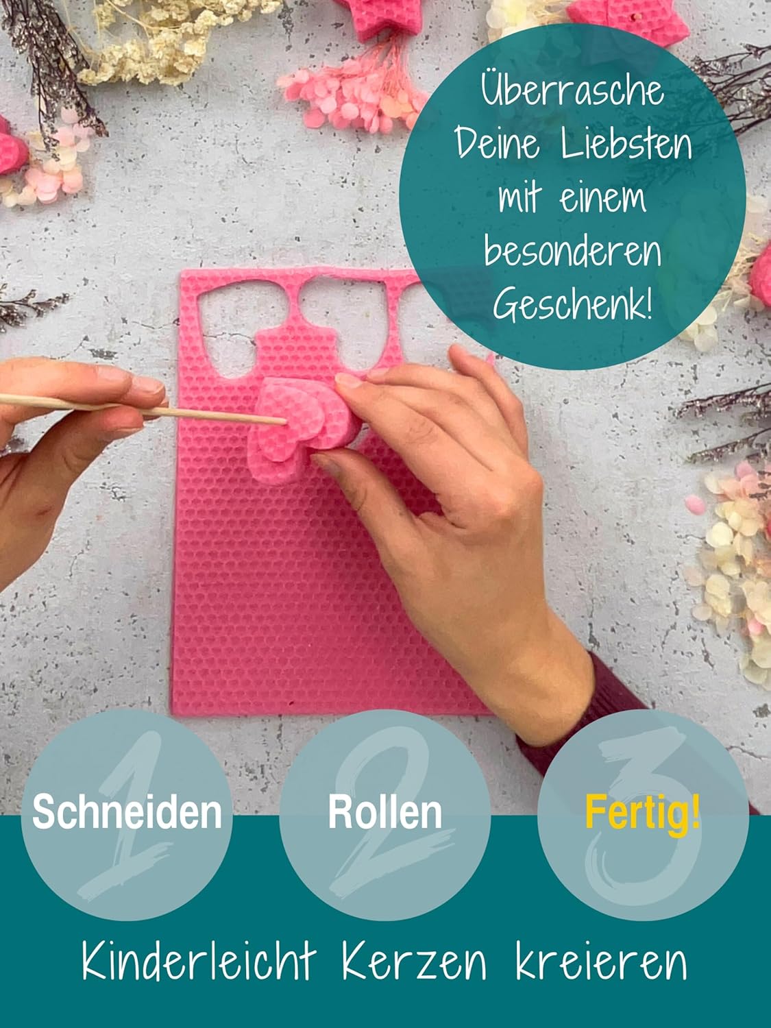 20er Set Bienenwachsplatten für Kerzenherstellung, Rosa | 20 x 15 cm