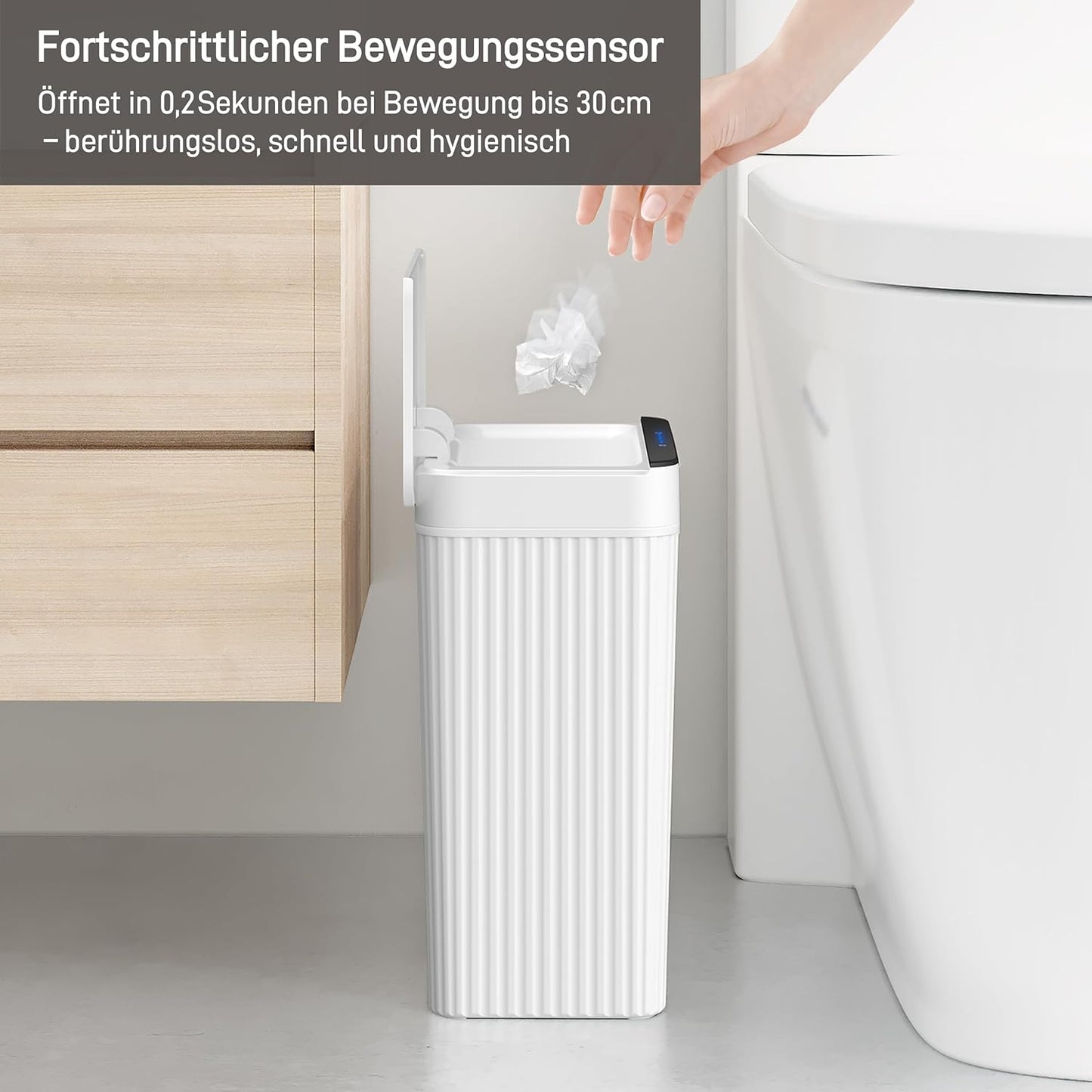 Sensor-Mülleimer Brio Slim, Brio 10L-Weiss