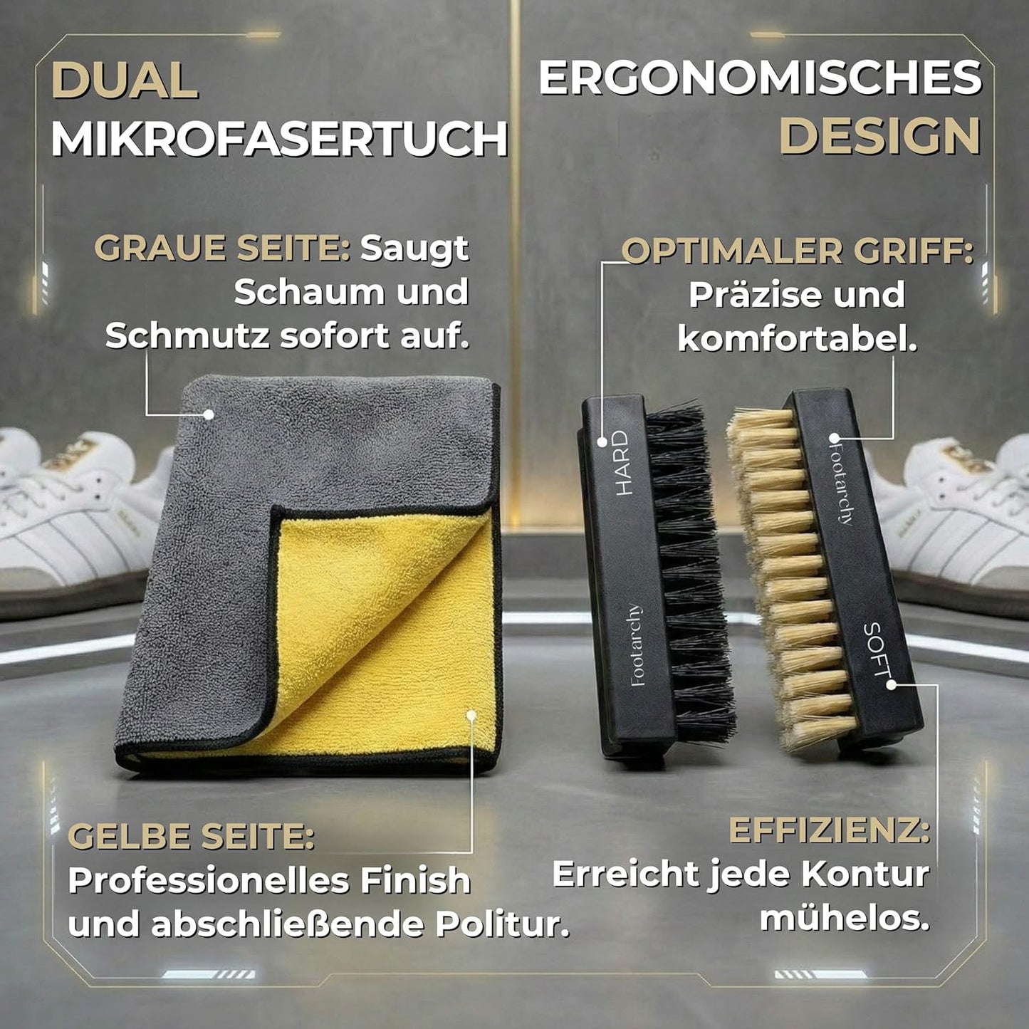 Sneaker-Cleaner-Set mit Bürsten & Mikrofasertuch