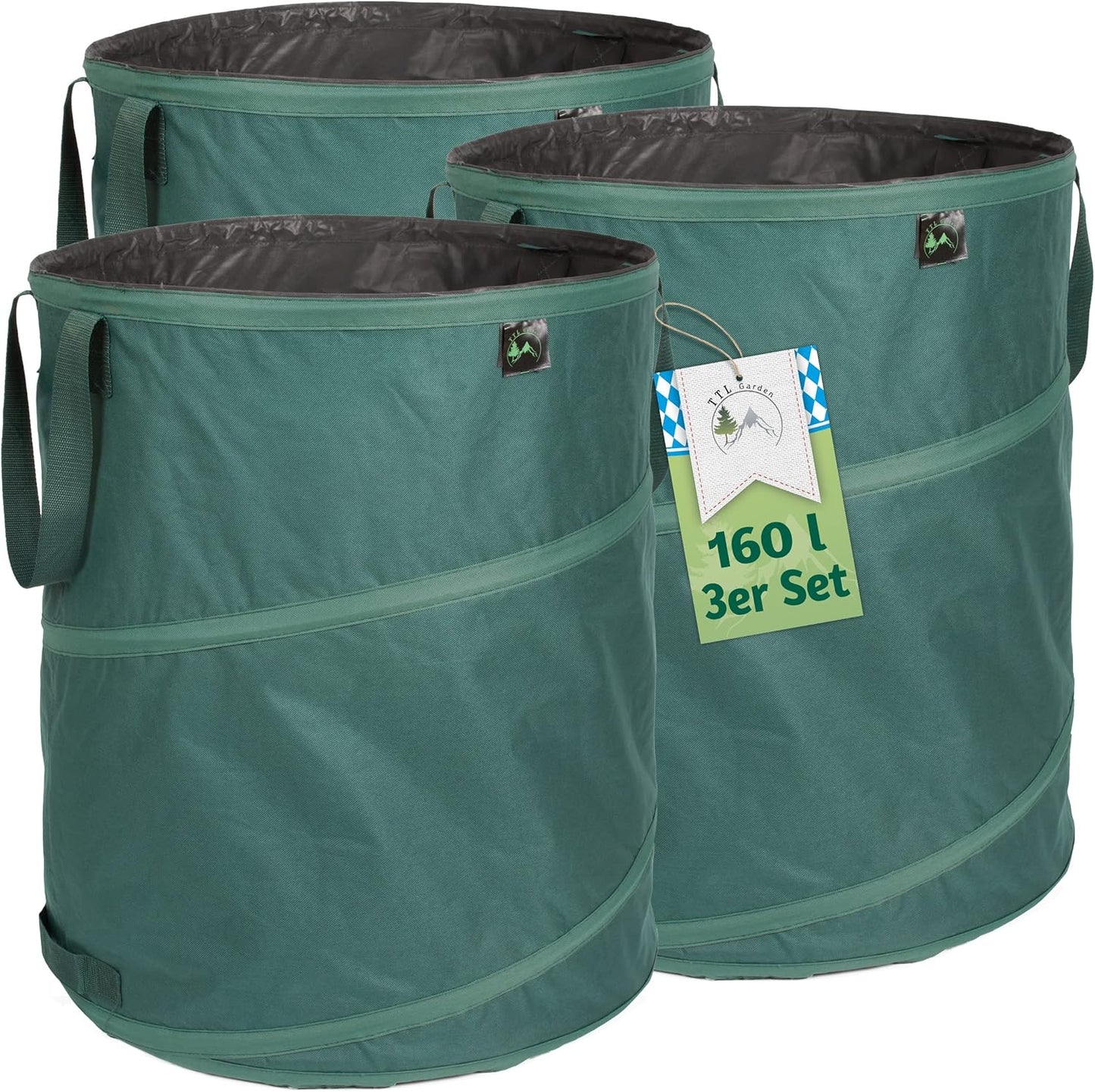 3er-Set Gartenabfallsack, 160L Premium 3x
