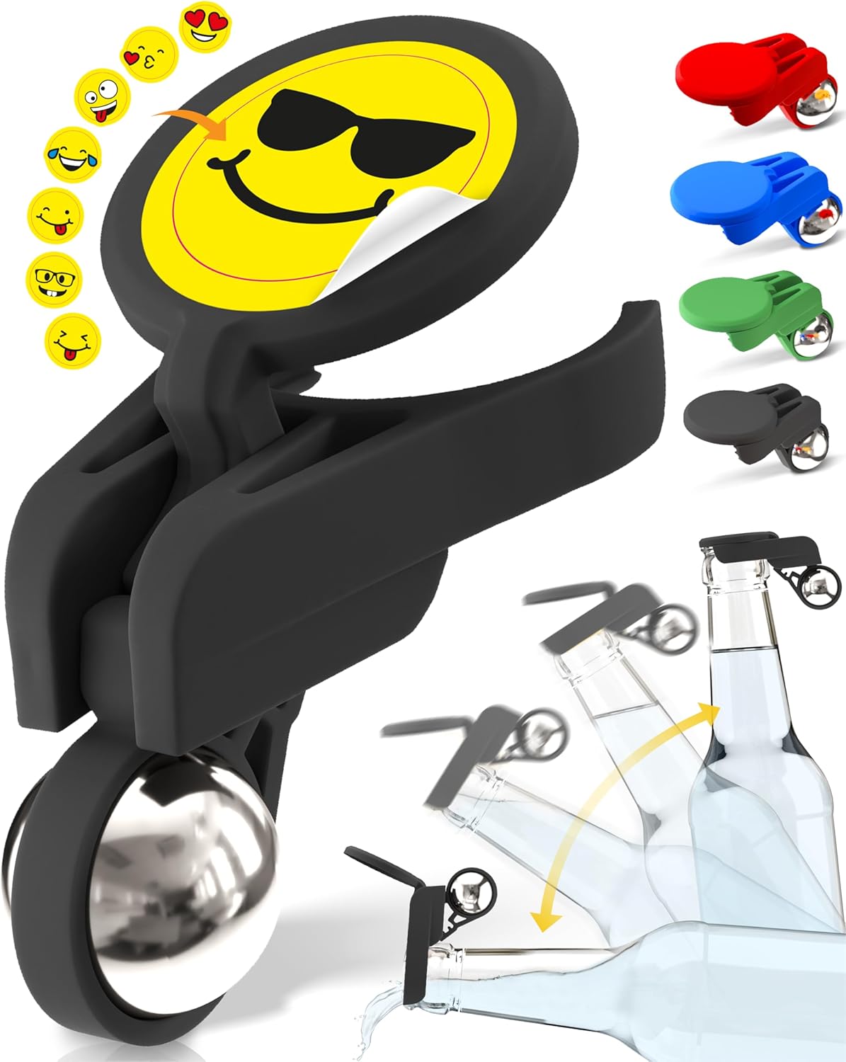 5-teiliges Flaschenverschluss Wespenschutz-Set, 5 X Bunt + Smileys