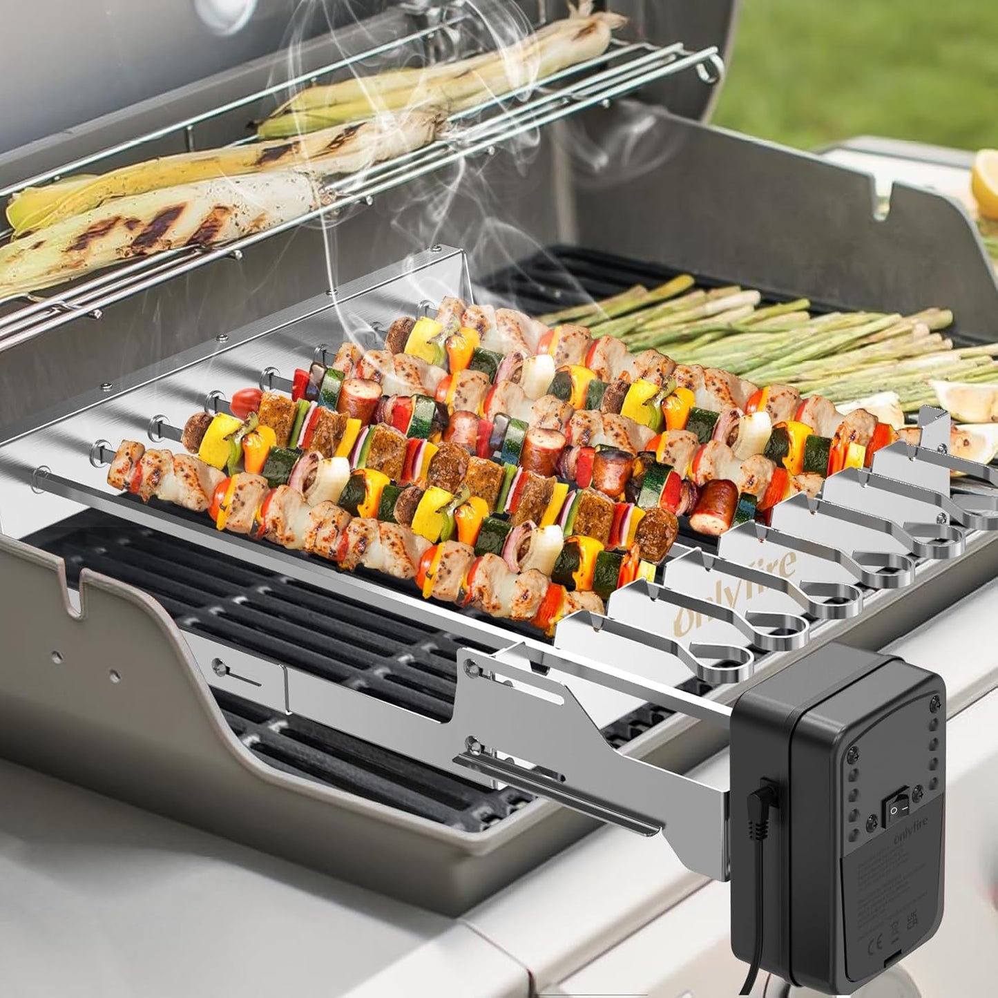 Rotisserie Spiessdreher mit 7 Spiessen und Motor