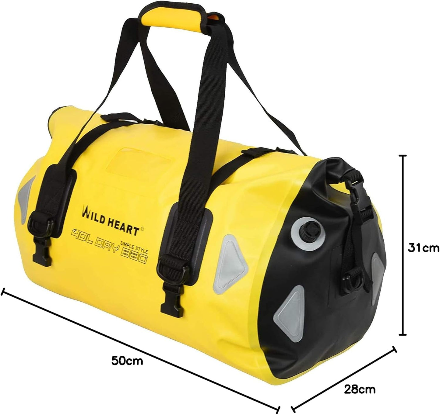 Wasserdichte Reisetasche mit Schultergurten, Gelb 66L