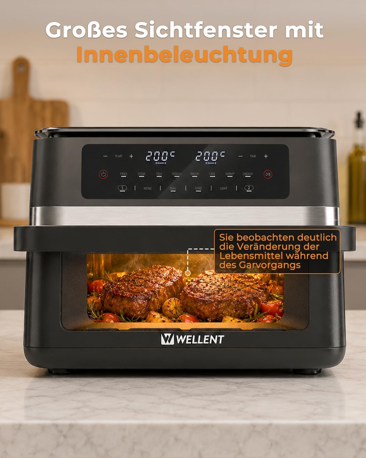 Heissluftfritteuse mit Doppelkammer, 12L