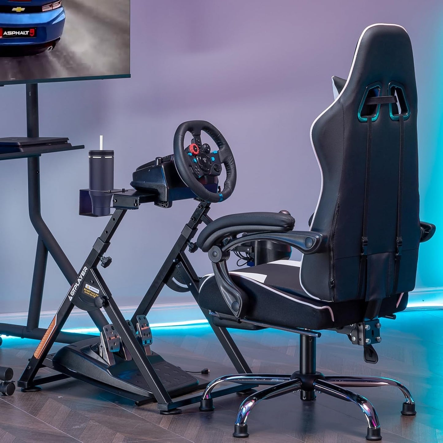 Lenkradständer für Gaming mit Schalthebelhalterung, Orange