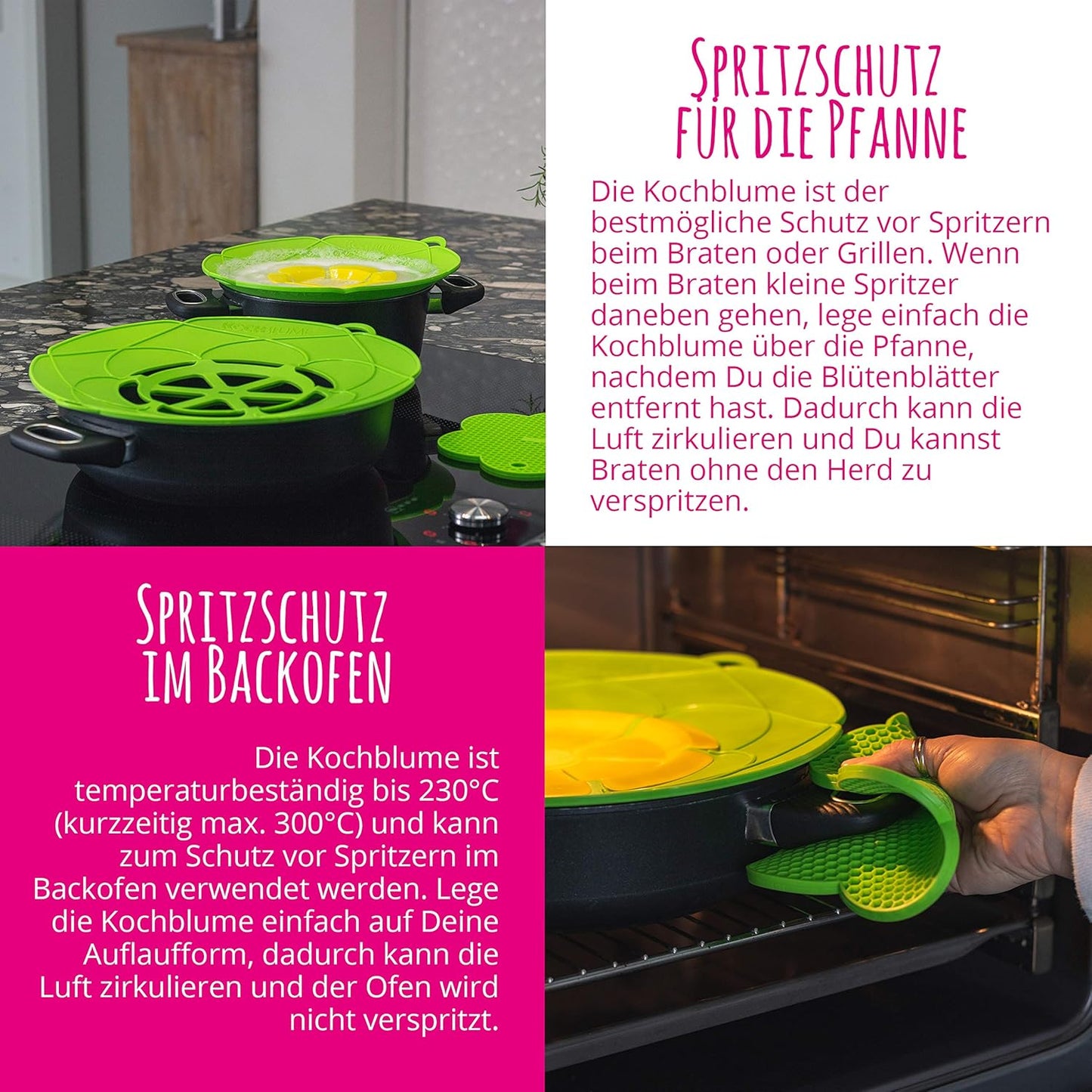 Überkochschutz-Set für Töpfe inkl. Microfasertuch, Rot