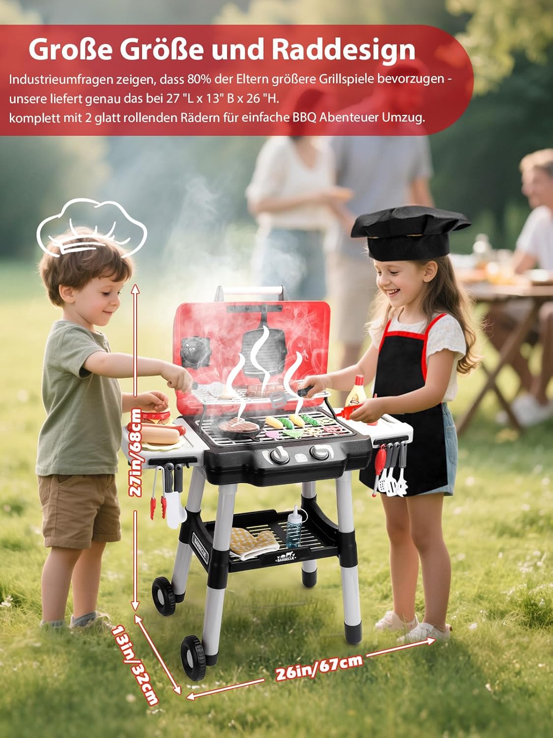 Kinder Barbecue Grill Spielset mit Rauch & Licht