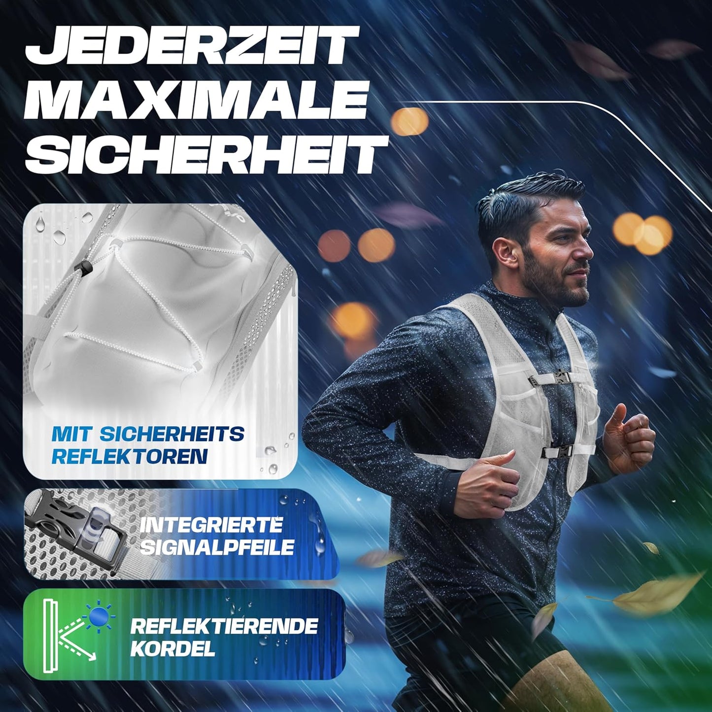 Laufweste mit Trinkblase, 5L - weissgrau - mit Trinkblase 5L