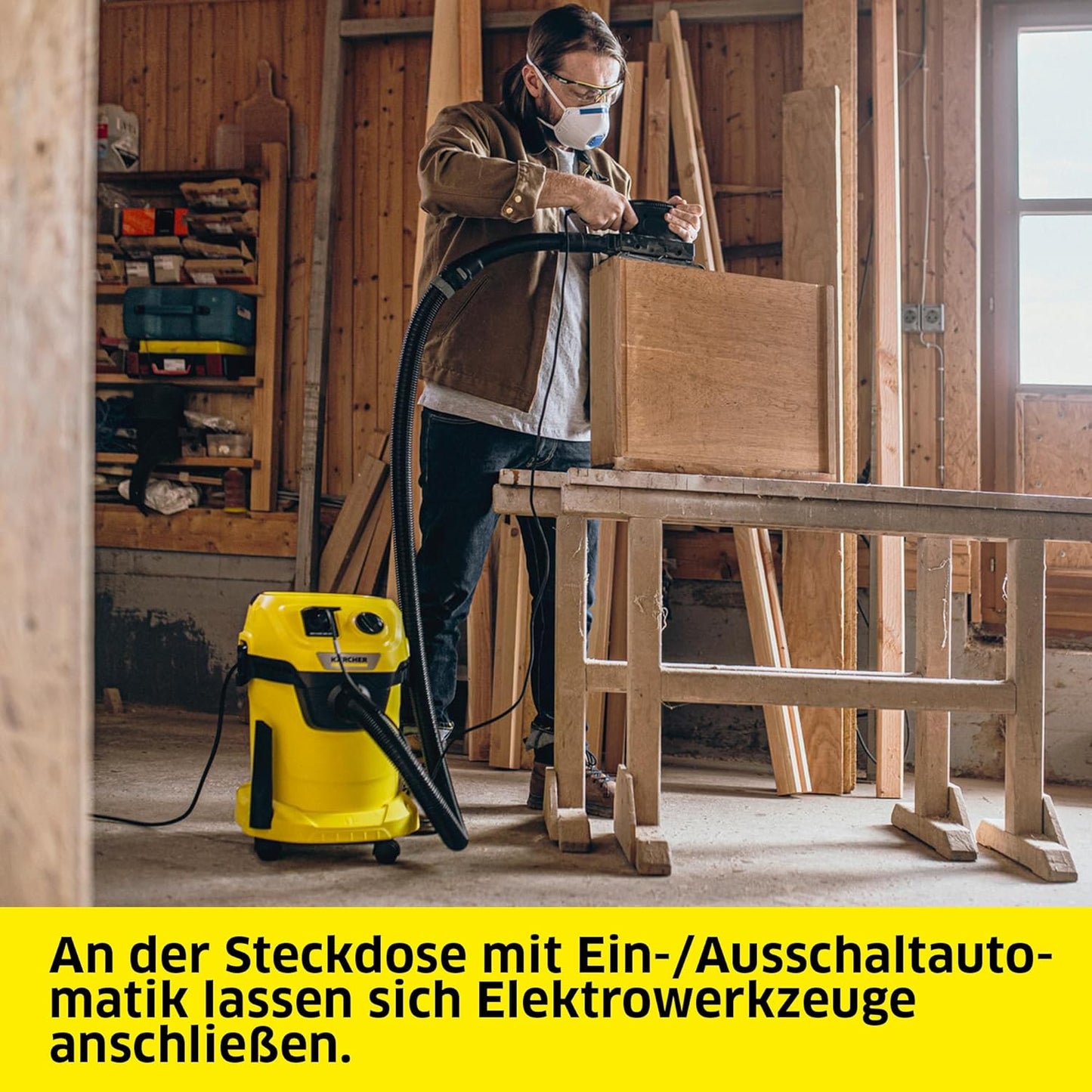 Nass-/Trockensauger WD 3 P V-19/4/20, Kunststoffbehälter, mit integrierter Gerätesteckdose