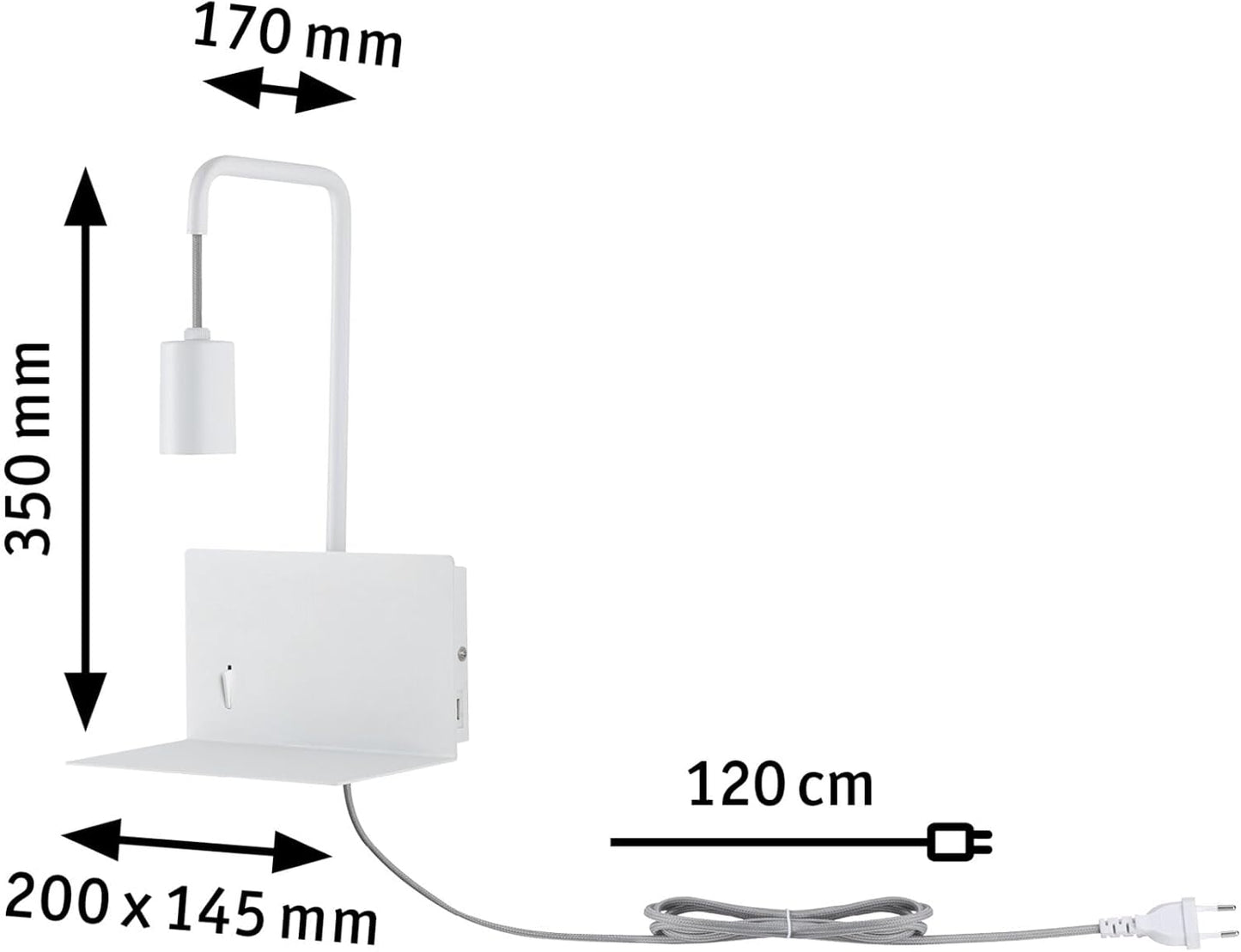 Calvani Wandleuchte mit Ablage, Weiss