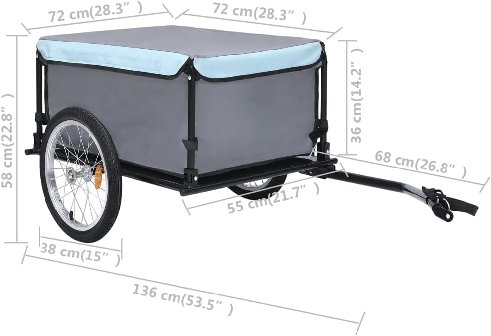 Lastenanhänger bis 65 kg, Schwarz und Blau