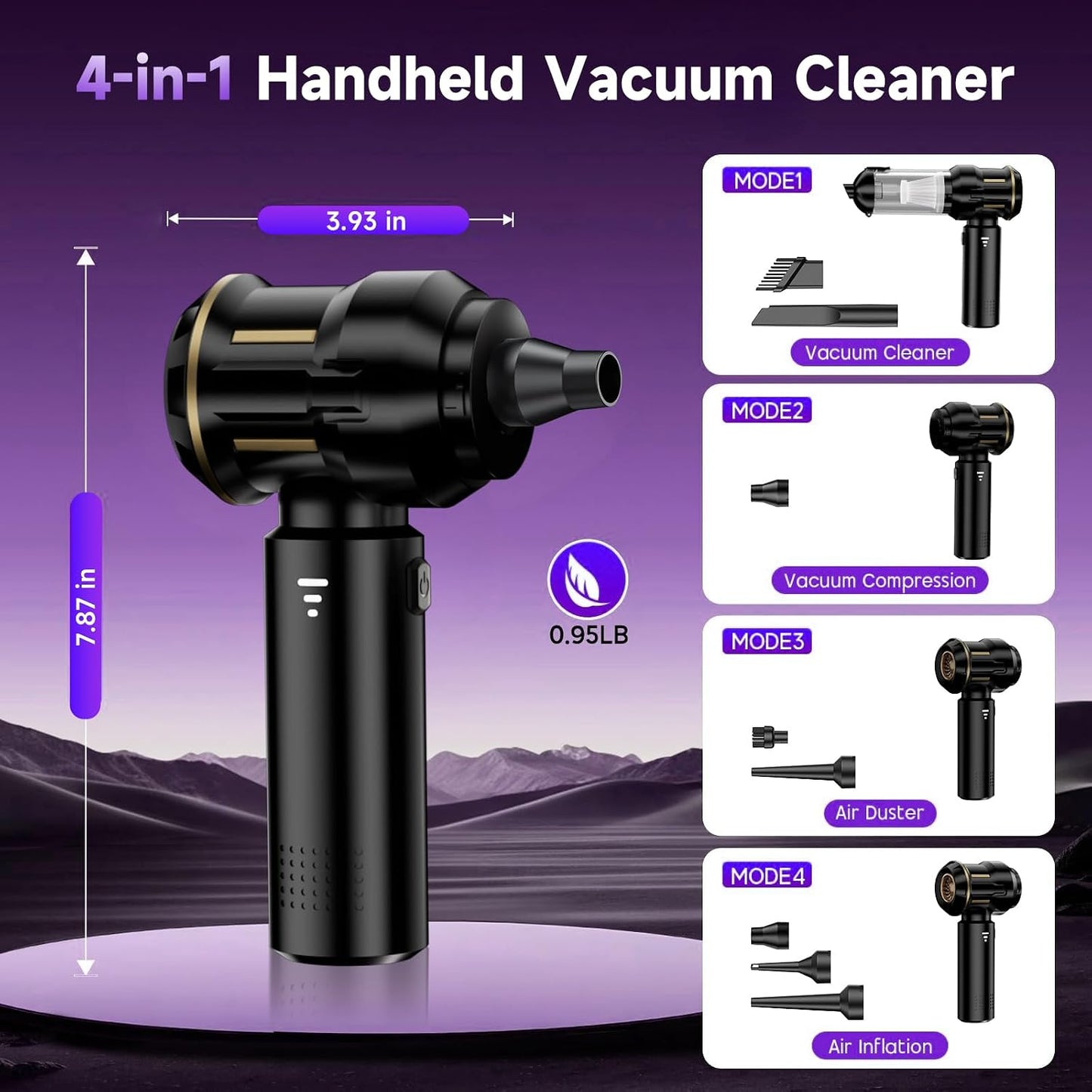4-in-1 Akku-Handstaubsauger mit HEPA-Filter