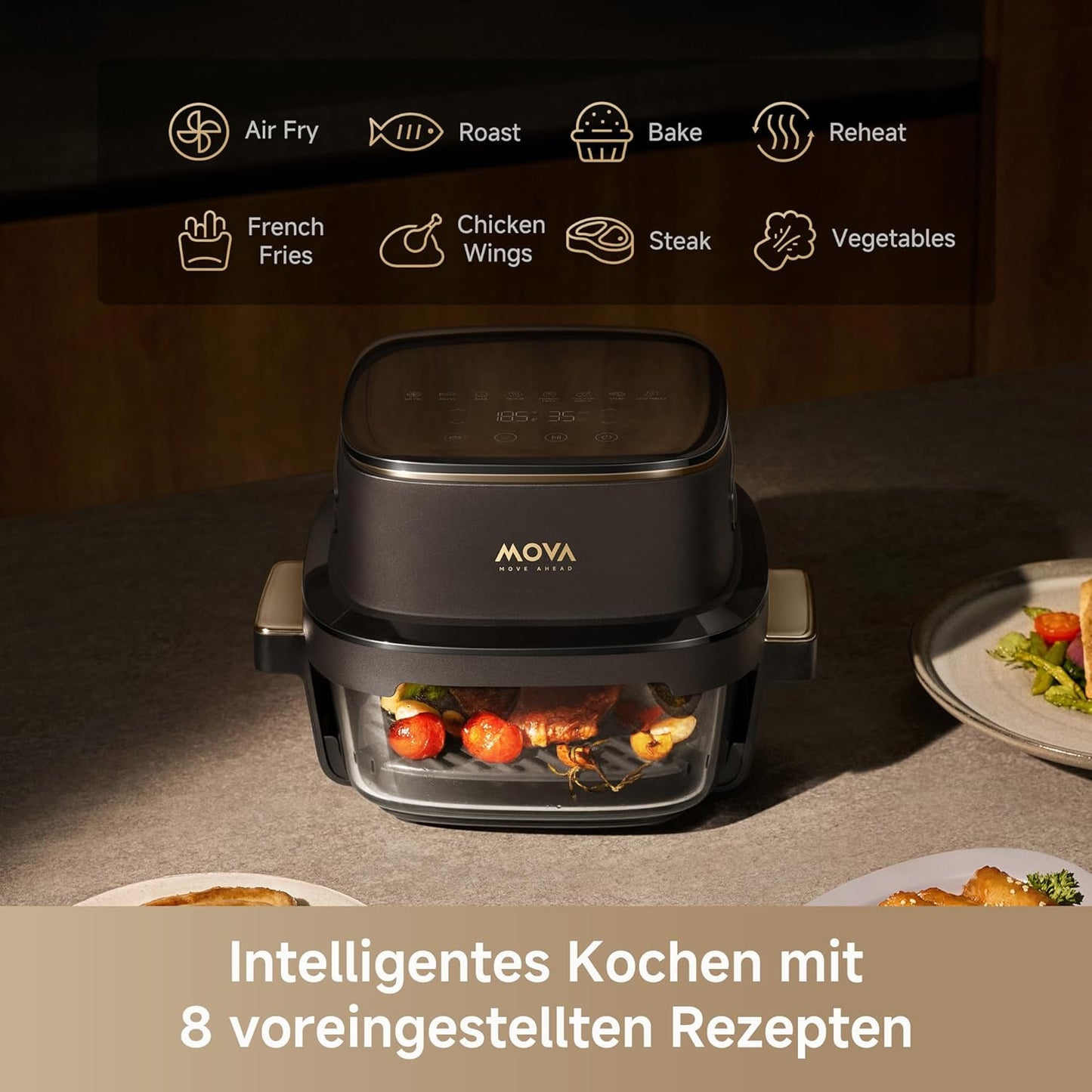 Aeroglass Heissluftfritteuse mit Glasinnenraum AF20 Pro, AF20 Pro