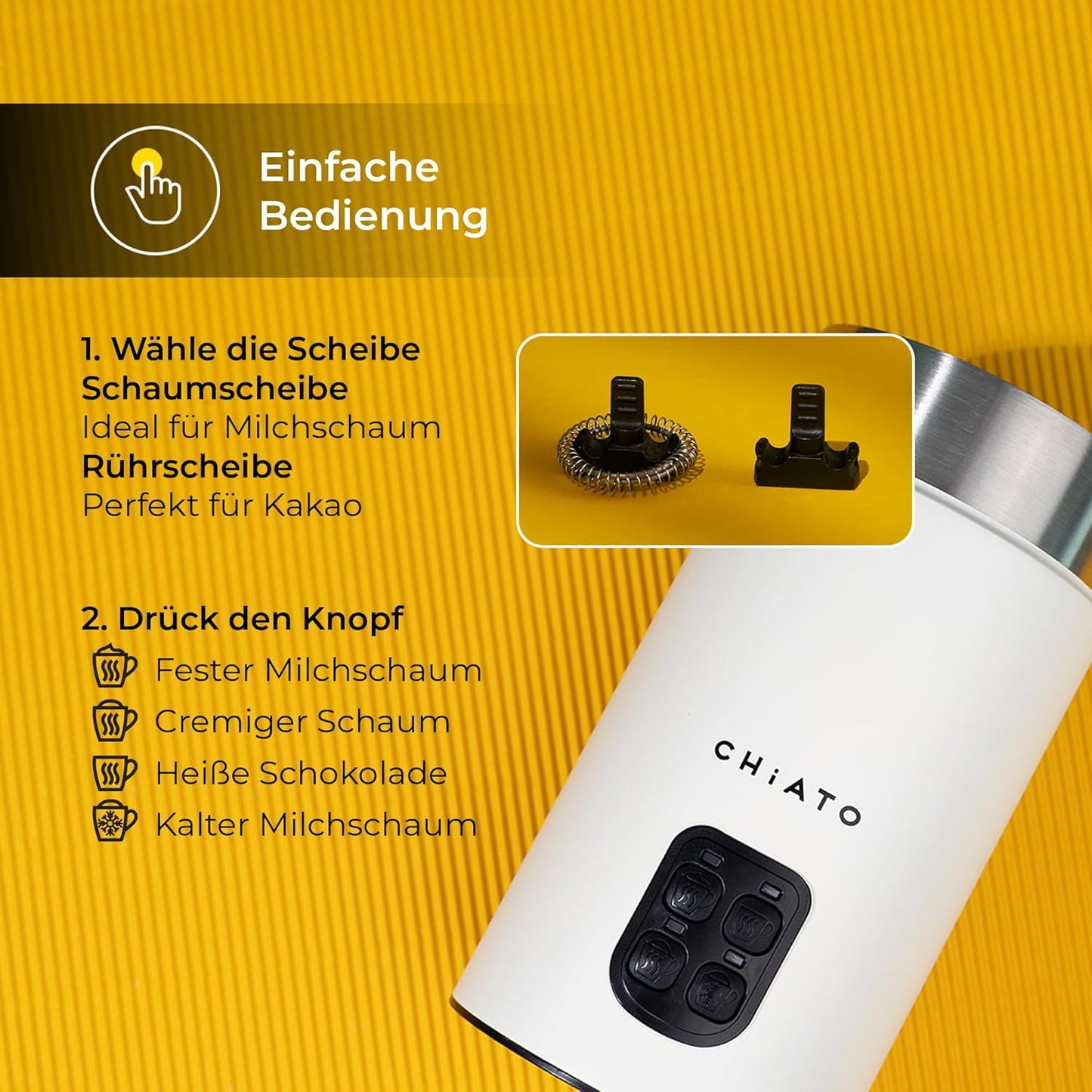 4-in-1 Milchaufschäumer & Milchkocher, White