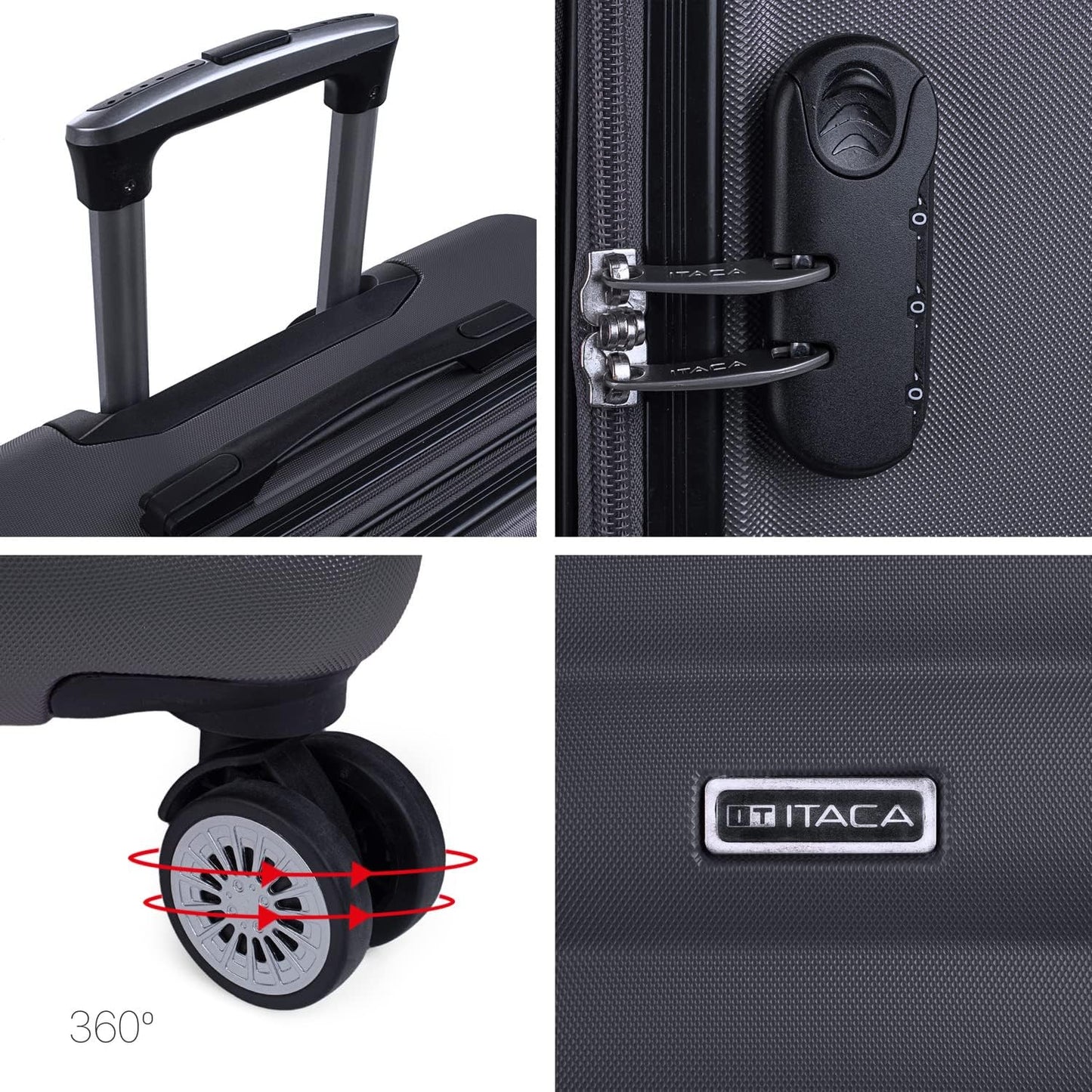 Hartschalenkoffer mit Beauty-Case, Antrazit M + XS
