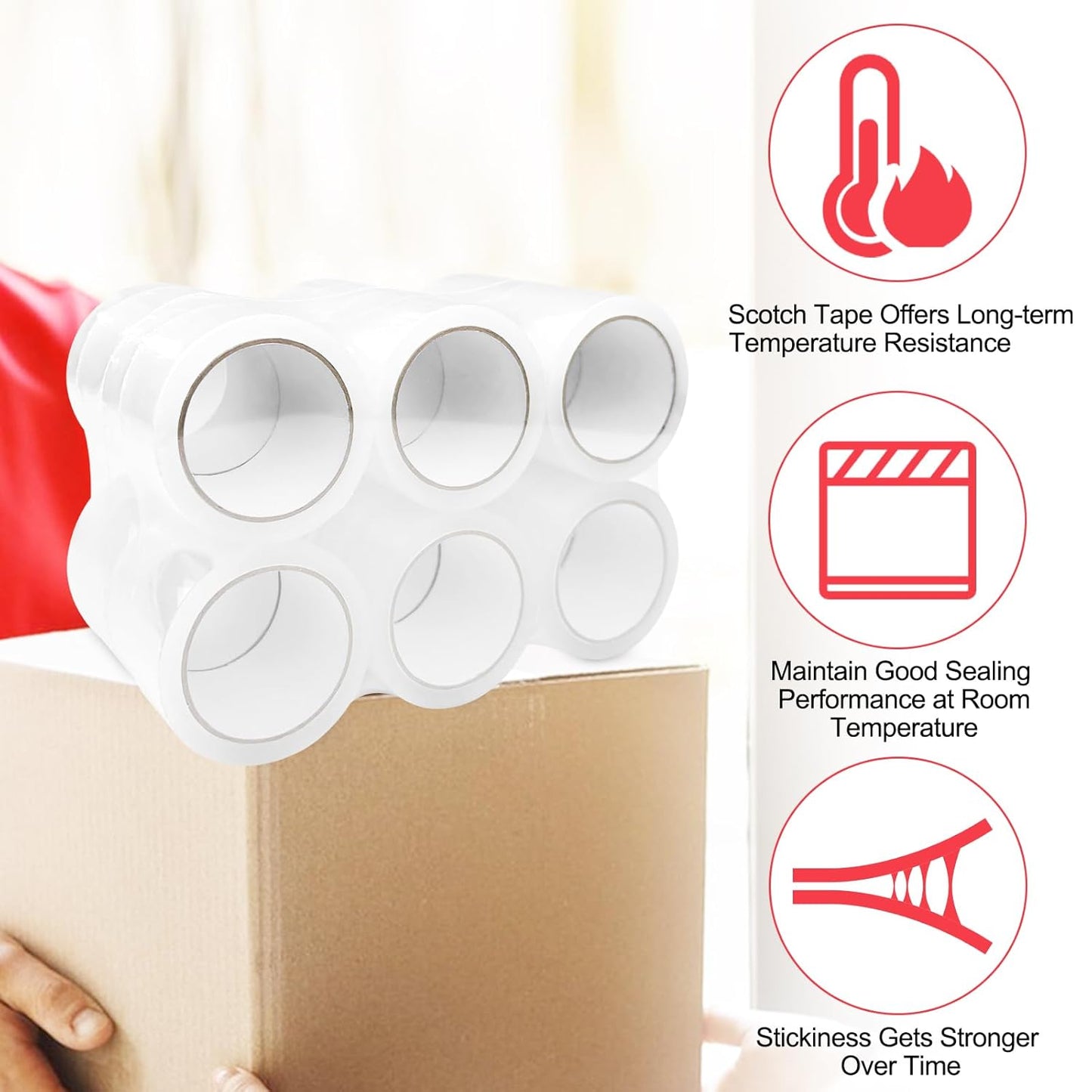 12 Rollen transparentes Paketklebeband, 12PCS