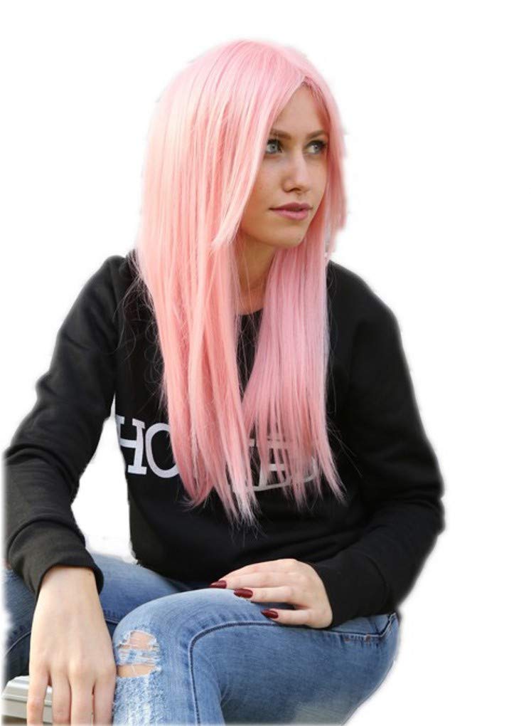 Märchenhafte Cosplay-Perücke, glatt, 60 cm, rosa